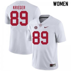 NCAA Women's Alabama Crimson Tide #89 Grant Krieger Stitched College 2020 Nike Authentic White Football Jersey LO17G15JD